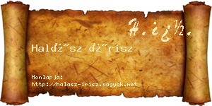 Halász Írisz névjegykártya